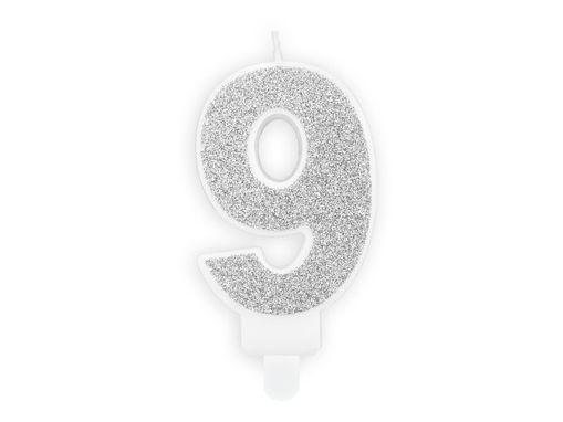 Picture of BIRTHDAY CANDLE SILVER NUMBER 9